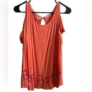 Maurices Medium Burnt Orange Top With Floral Embroidery